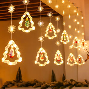 Christmas Fairy Lights Santa Claus Window Decoration String Lights Christmas Gift Navidad New Year Home Decoration