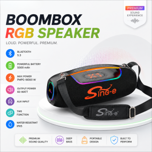 ZQS-X1 Wireless Bluetooth Boombox Speaker 60W Powerful Bass Boost IPX5 Waterproof Portable Speaker RGB LED Party Speaker Outdoor Camping Sound System USB TF AUX FM Rechargeable