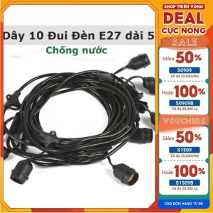 Dây đèn trang trí ngoài trời dài 5m 10 đuôi bộ dây đèn chống nước dùng trang trí decor đèn led quán cà phê - 08520003