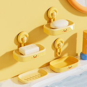 CUNXIN Cartoon Duck Suction Cup Soap Box Plastic Cute Soap Storage Rack Creative Wall Mounted Soap Holder Bathroom
