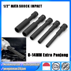 Mata Kunci Shock Cover Kunci Sok 8 Panjang Mata Shock Impact 8-14mm Extra Panjang 130mm High Hardness 1/2 Hex Socket Head Adapter for Electric Wrench and Lithium Wrench Mata Kunci Sok Impact Driver Socket Sleeve Impact Wrench Mata Shock Satuan Ecer