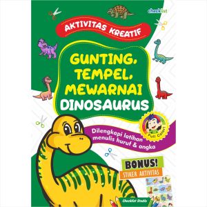 Buku Anak Aktivitas Kreatif Gunting Tempel Mewarnai Dinosaurus Full Color Bonus Stiker