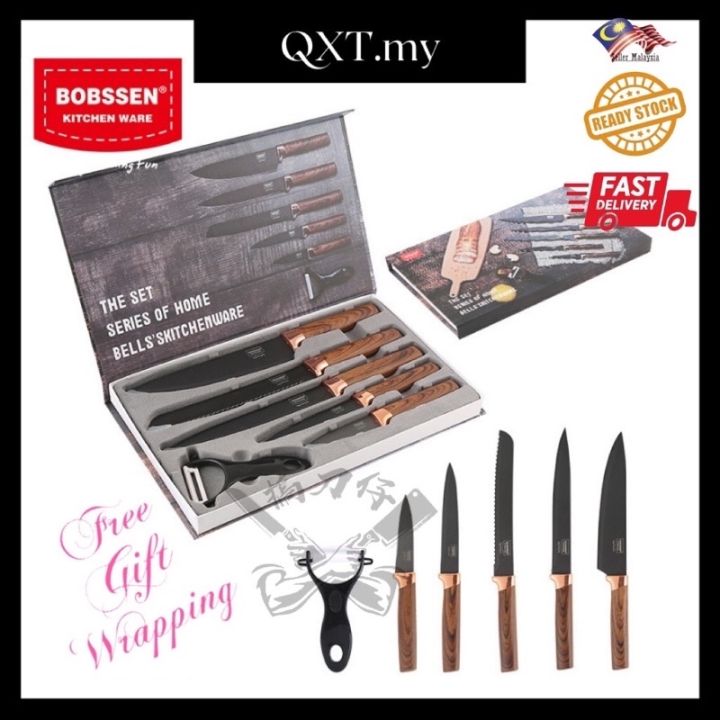 6IN1 Knife Set Stainless Steel Cleaver Knife Non-Stick Chef Utilities