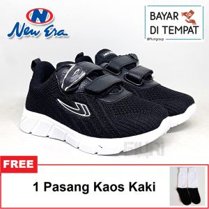 FIURI - NEW ERA - MAGNUM MARTA V 29-37 HITAM PUTIH - SEPATU SNEAKERS MAGNET KANVAS SOL KARET ANAK KECIL LAKI-LAKI PEREMPUAN - SEPATU PEREKAT KETS LUCU FASHION TRENDY - SEPATU SEKOLAH PAUD TK KRETEKAN COWOK CEWEK MURAH PROMO DISKON BONUS KAOS KAKI