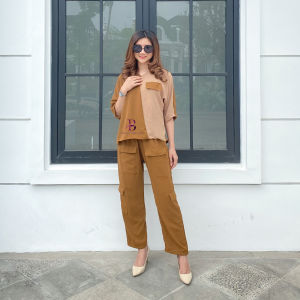 Setelan Hijab Cargo Oversize Cindy Azizah - Fashion Terlaris Warna Solid Plus Size