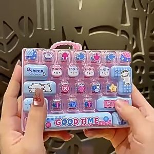 Oldlaiben 26 Key Fidget Keyboard Toy Keychain Cartoon Animal Bag Pendant Stress Relief Gift for Kids Teens