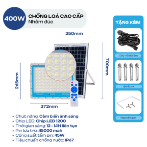 Đèn năng lượng mặt trời ATH LIGHTING loại đèn năng lượng sân vườn cao cấp thế hệ mới chống loá đế tản nhiệt nhôm chống nước tuyệt đối IP66