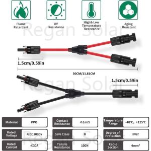 Cable Connector MC4 Branch Y3/Y4/Y5 T3/T4/T5 Adapter Connectors M/M/F and F/F/M For Solar Panels