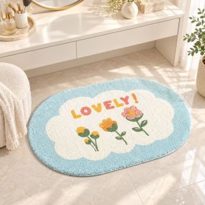 Oval Non‑Slip Floor Mat Thick Soft Absorbent Rug for Bathroom Bedroom Living Room Home Decor Carpet
