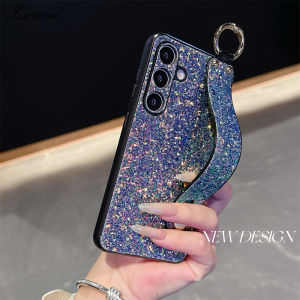 Luxury Glitter Wristband Bracket Case for Samsung Galaxy S25 S24 S23 Ultra S21 S22 Plus Hand Wrist Strap Bling Shockproof Cover