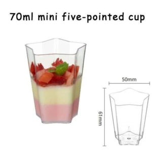 25PCS Pentagram Mousse Cup Disposable Dessert Cups Clear Plastic Drink Wine Jelly Tumbler Cup Ice Cream Cup Frozen Pudding Cup