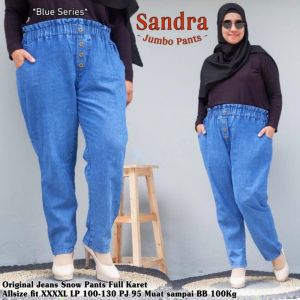 SANDRA  CELANA JEANS CEWEK JUMBO BB 50 - 100 KG PINGGANG KARET  FARIASI KANCING 4