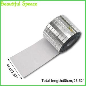 Beautiful 4x100cm Mirror Mosaic Tiles Stickers DIY Self-Adhesive Mini Square Acrylic Wall Sticker Craft Party Home Decor