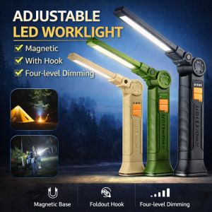 ALLUCK LED Flashlight with   Hook Rechargeable Handheld Searchlight Professional Strong Light Work Light For Night Work Outdoor Camping