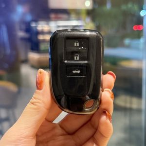 Toyota car leather keychain Toyota yaris prado vios ativ keychain Toyota Transparent car key case 2/3buttons Toyota