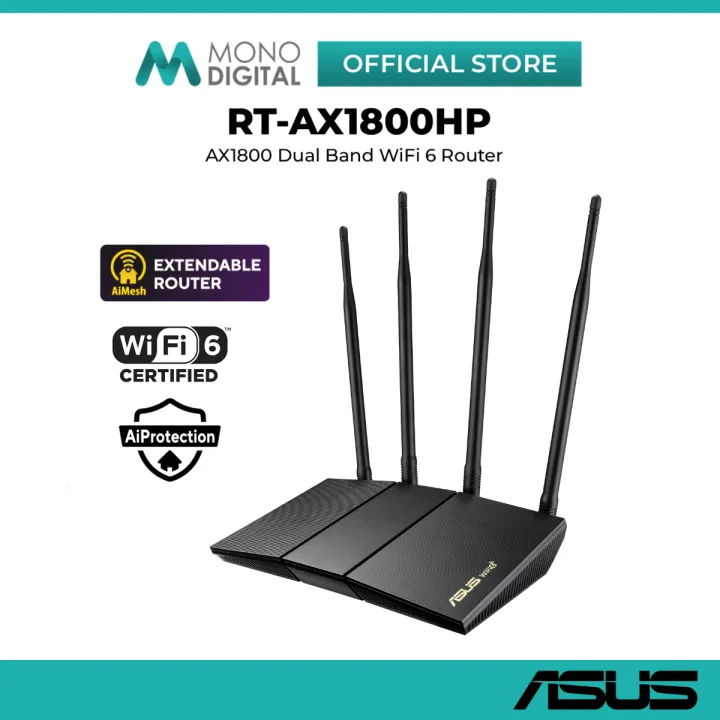 ASUS RT-AX1800HP AX1800 DUAL-BAND WIFI 6 ROUTER WITH MU-MIMO, AIPROTECTION, AIMESH WIFI SYSTEM