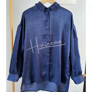 Haseena Kemeja Blouse Wanita Tasya Atasan Kantor Polos Elegan Matt Santorini Silk Shimmer Glossy Lengan Panjang Korean Style