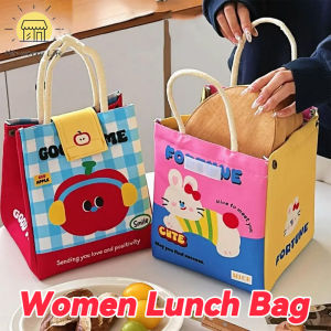 Cartoon Double Layer Lunch Bag Thermal Insulation Waterproof Large Capacity Lightweight Food Organizer Side Snaps For Office Women Commute