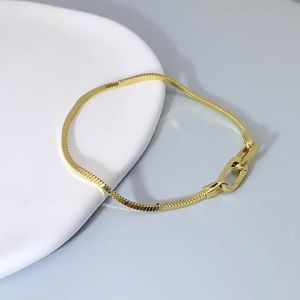 925 Pure silver Italian snake bone chain light luxury and high-end feel womens niche versatile clasp bracelet fashionable jewelry ins Jewelry