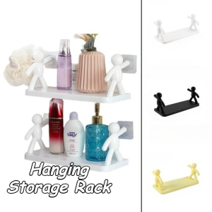 Wall Hanging Rack Bathroom Human Shape Hook Stent Floating Wall Ledge Plastic Organizer Shelf