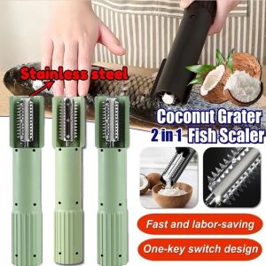 Stainless steel Electric Fish Scale Remover Waterproof Handheld Rotating Kitchen Coconut Grater