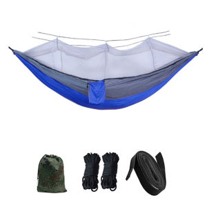 Outdoor Hammock Duyan with Mosquito Net Heavy Duty Big Size for Adult - Integrated Net 300kg Load Capacity - Blue Green Camouflage