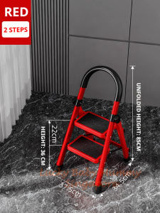 Red Ladder Stool Step Foldable Ladder/Stepsfitted anti-slip pad on each steps.Easy and Compact / Local Seller