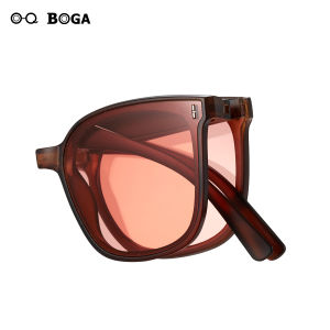 OQ BOGA 5 Colors Fashion Two Vertical Decorations Oval Frame Folding Sunglasses Women Men Eye Protection Foldable Sun Glasses UV400