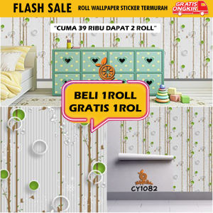 BELI 1 GRATIS 1 Wallpaper Sticker Dinding Motif Wave Bulat Ungu Panjang 4Meter x Lebar 45CM