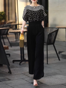 Jumpsuit Dáng Dài Phối Hoạ Tiết Xếp Ly Eo Cao Cấp - Glady G229 - Jump Dáng Dài Tôn Dáng Cao Cấp Phong Cách Sang Trọng