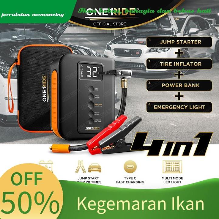 LATEST 2023 DESIGN ONERIDE 4 IN 1 Jump Starter Power Bank Tire Inflator