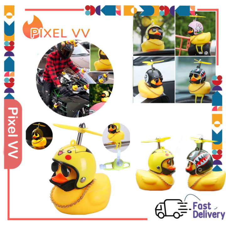 LED Yellow Duck Bike Horn Little Yellow Duck Bamboo Raft Motorcycle Car