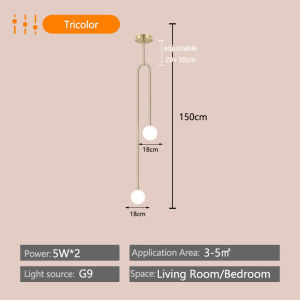 RNG-Lighting Tricolor Bedside Chandelier Nordic Design Indoor Art Pendant Light Bedroom Hanging Lamp