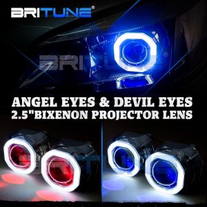 Britune Bi-xenon Projector 8.0 Angel Devil Eyes Lens In Car Headlight H4 H7 2.5 inch H1 HID LED Light Bulbs Accessories