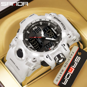 SANDA 6126 Dual Display Men Watches Waterproof Sports Watch Military Man Alarm Stopwatch Quartz Wristwatch Male Digital Clock
