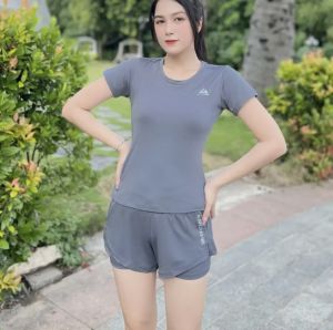 Đồ tập gym nữ đồ tập yoga set đồ tập gym áo cộc tay kín bụng quần đùi 2 lớp chất vải co giãn 4 chiều thấm hút tốt- Ng18/Ng20
