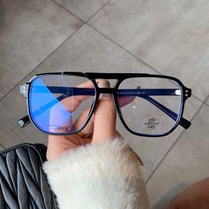 IVAOU Retro Fashion Square Double Bridges Vision Care Blocking Glasses Anti Radiation protection Computer Eyeglasses Anti-Blu-Ray Glasses