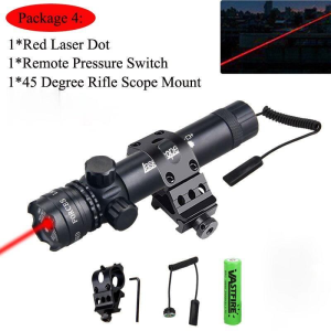 【With battery】100% Original Tactical Green/Red Laser Dot Sight Adjustable Up Down Left Right Light+45° Scope Mount+Remote Switch+CR123A Battery For Outdoor Accessories