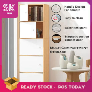 SKPLUS 6 Layer Storage Cabinet Bookshelf With Door Wooden Multi Layer Living Room Floor Standing Storage Rack - Fulfilled by SKPLUS