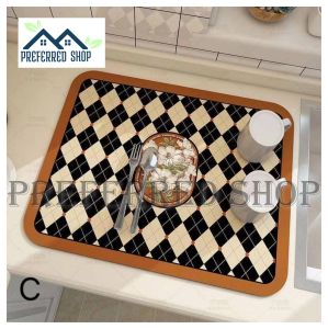 PREFERRED SHOP Newest Fantasy Style Draining Mat Ultra Absorbent Quick Drying Diatom Mud Dish Drying Mat Beautiful Flower Double-Sided Anti-Slip Tableware Mat for Kitchen