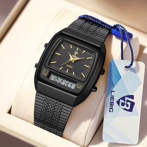 SKMEI X LIEBIG watch for men Casual Fashion Double Display Watch Luxury Quartz Watch Stainless Steel Waterproof Wrist Watch For Men L1030