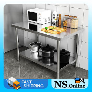 NS 304 Stainless steel workbench kitchen console packing table furniture Double layer stainless table 100*50*80