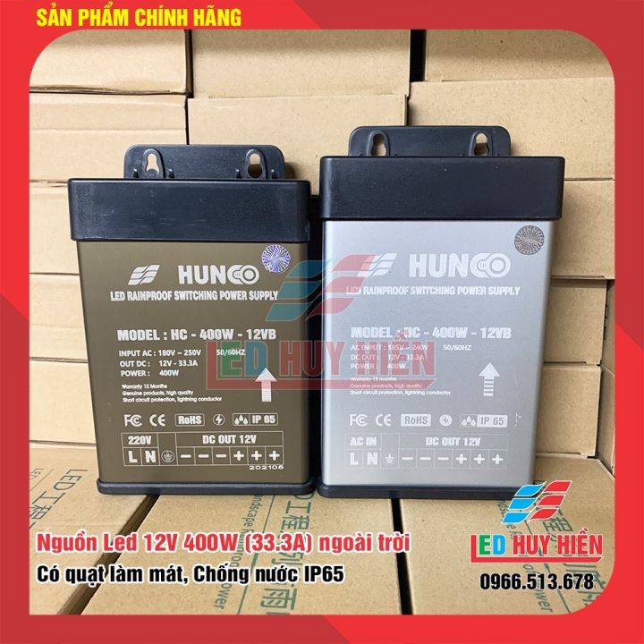 Hunco Nguồn led HUNCO 12v 400w - 12V33A vỏ nhôm có quạt ngoài trời, Bộ đổi ...