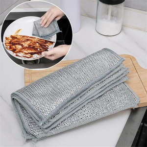 【Special Offer】5pcs Multipurpose Cleaning Cloth Remove Oil Stain Kitchen Steel Wire Dishwashing Cloth Easy to clean (4pcs free hooks)