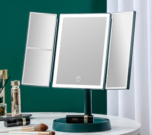 SG[In Stock]  Three-Tone Change Three Sided Folding LED Makeup Mirror Dressing Table Mirror Beauty Makeup Mirror Fill Light Adjustable 360° Rotation