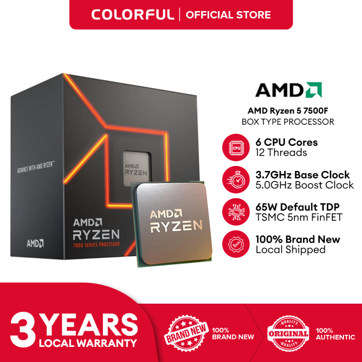 AMD Ryzen™ 5 7500F Boxed Desktop Processor (w/ AMD Wraith Stealth CPU Cooler) Lazada PH