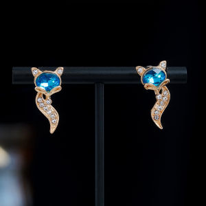 Fashionable Ring Gift 小狐狸耳钉银色耳钉女气质 5年新款夏个性百搭耳环网红耳饰品