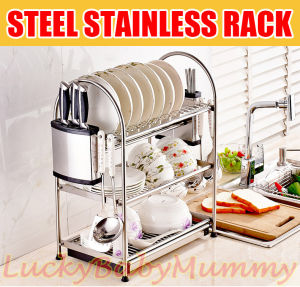 SUS304 Stainless Steel Dish Draining Rack Anti-rust Kitchen Sink Shelf Storage Rack Kitchen Organiser Cutlery Drainer