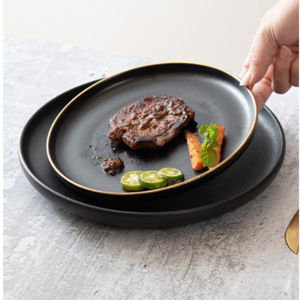 Locaupin Minimalist Black Frosted Dinner Plate Oven Safe Tableware Porcelain Serving Dish Tray Dessert Steak Kitchen Lenox Plates Set Leppin Sets - Lazada