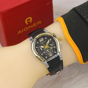 Box Exclusive Jam Tangan Wanita Aigner Bungkuk VA-234SRA Chronogrhap Tali Kulit Diameter 38cm / Jam Tangan Fashion Wanita